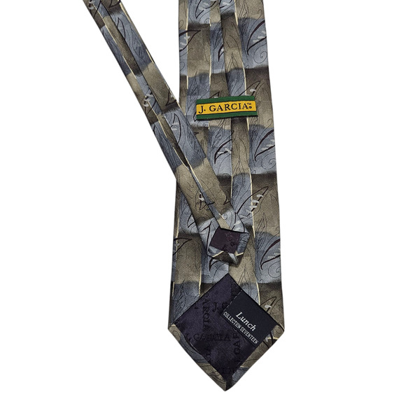 J. Garcia Silk Tie Lunch Collection Seventeen Abstract Gray Blue 4" Wide - Picture 6 of 8